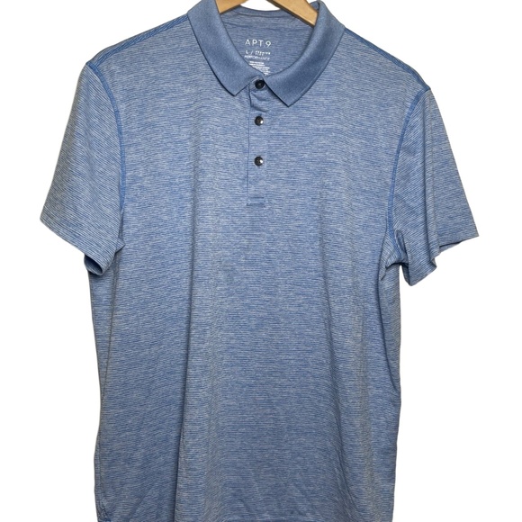 Apt. 9 Other - APT. 9 Mens Size L Blue Striped Performance Polo Short Sleeve Athletic